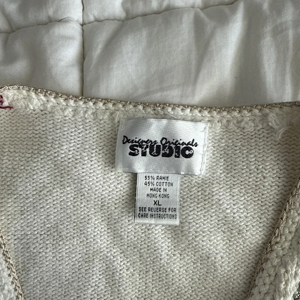 Vtg Studio Vest Womens‎ XL Floral Embroidered Knit Cottagecore Boho Nostalgic